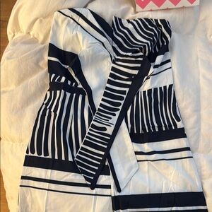 Striped Women's Jumpsuit Shorts Romper in Navy Blue and White